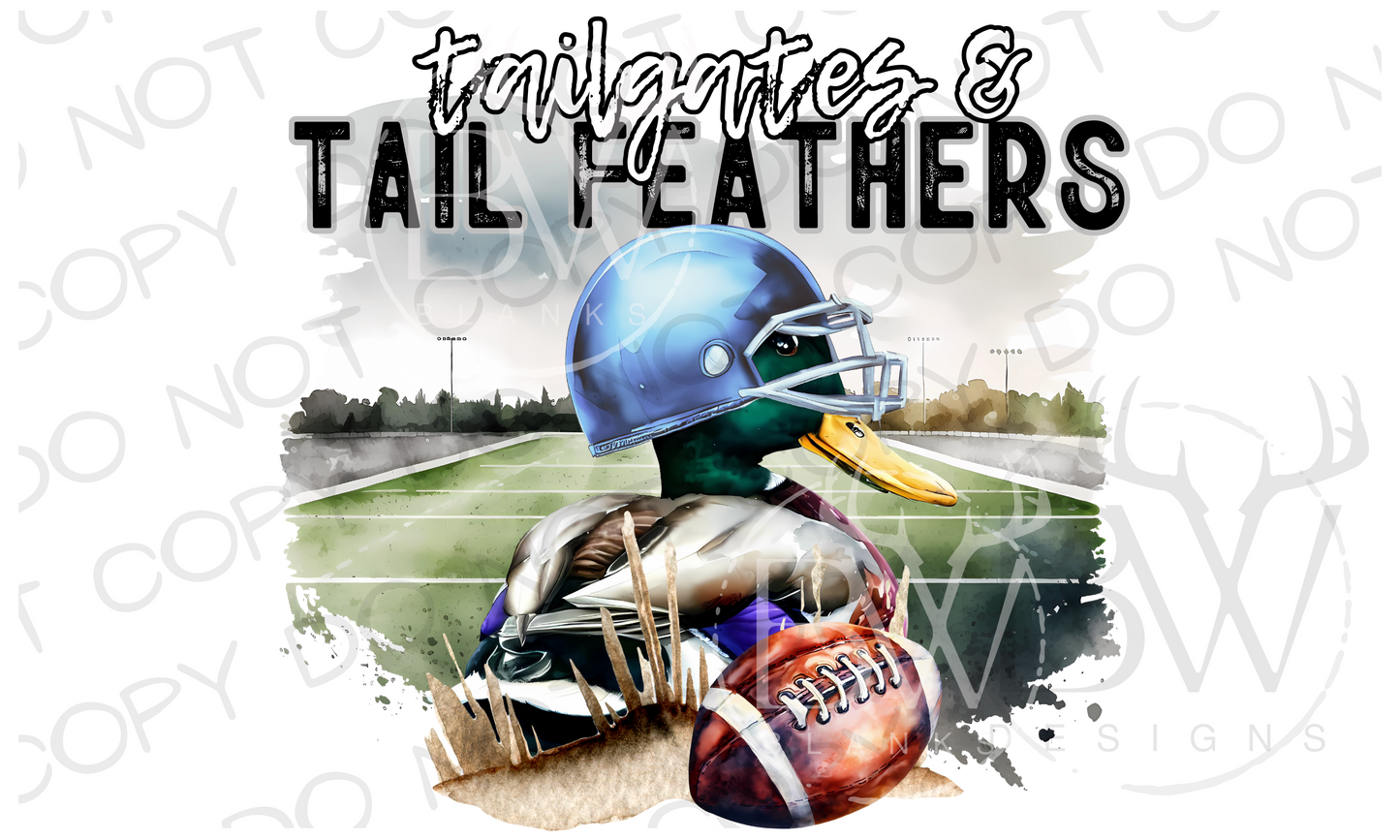 Tailgates & Touchdowns Light Blue Duck Hunting Football Digital Download PNG