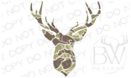 Old School Deer Head Deer Hunting Digital Download PNG