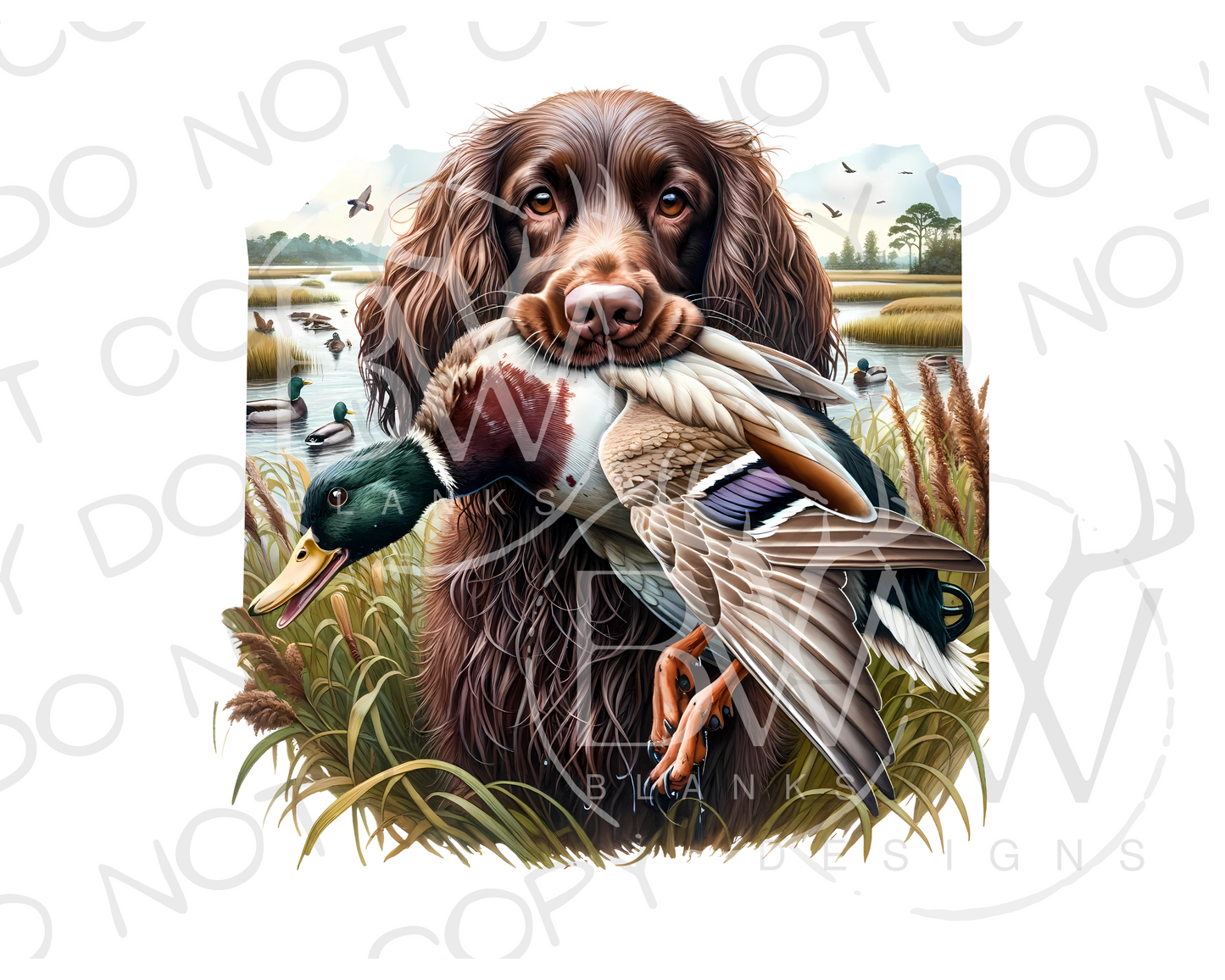 Boykin Spaniel Duck Hunting Digital Download PNG