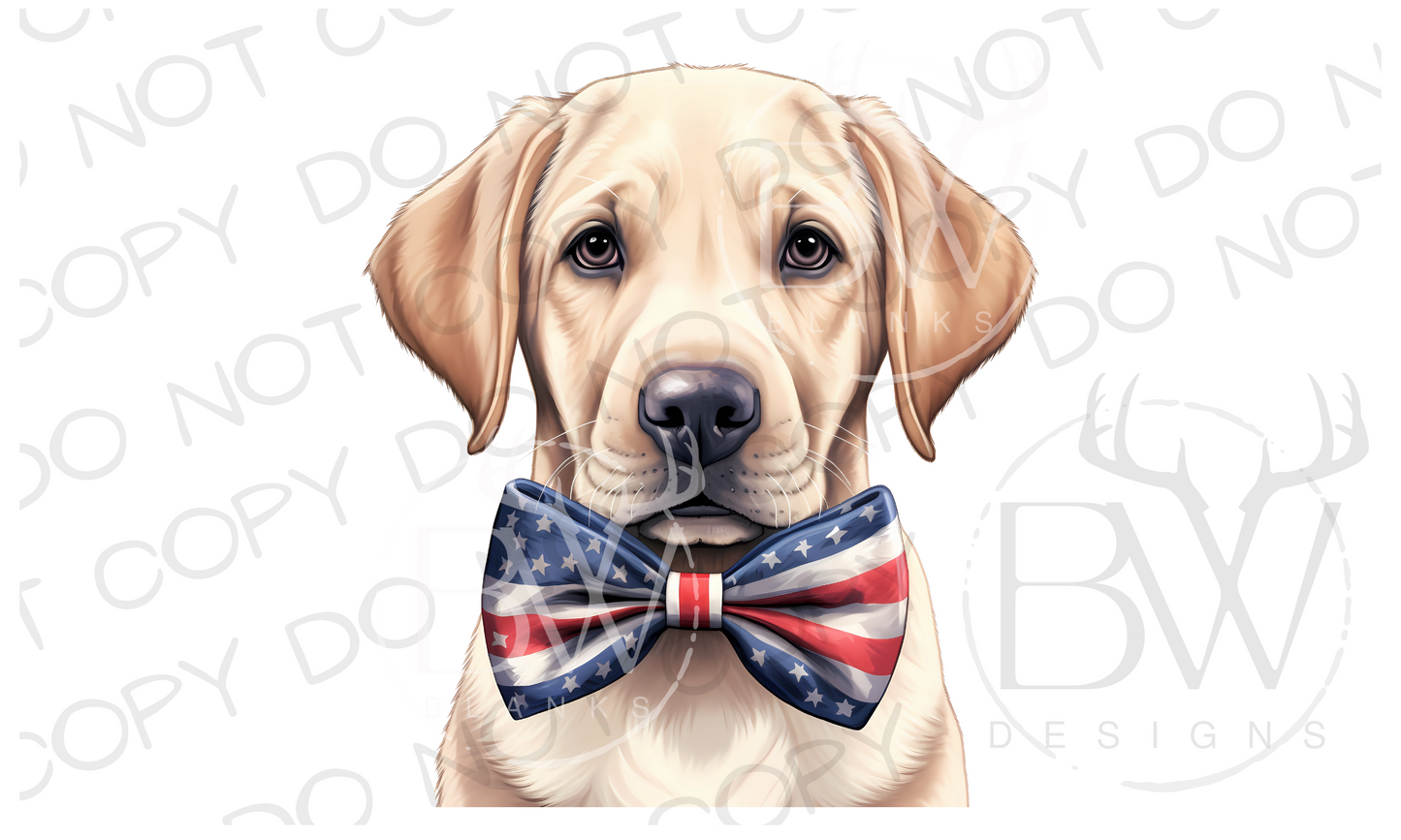 American Bowtie Yellow Labrador Hunting Dog Digital Download PNG