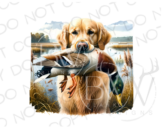 Golden Retriever Duck Hunting Digital Download PNG