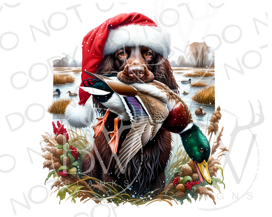 Duck Hunting Christmas Dog Digital Download PNG