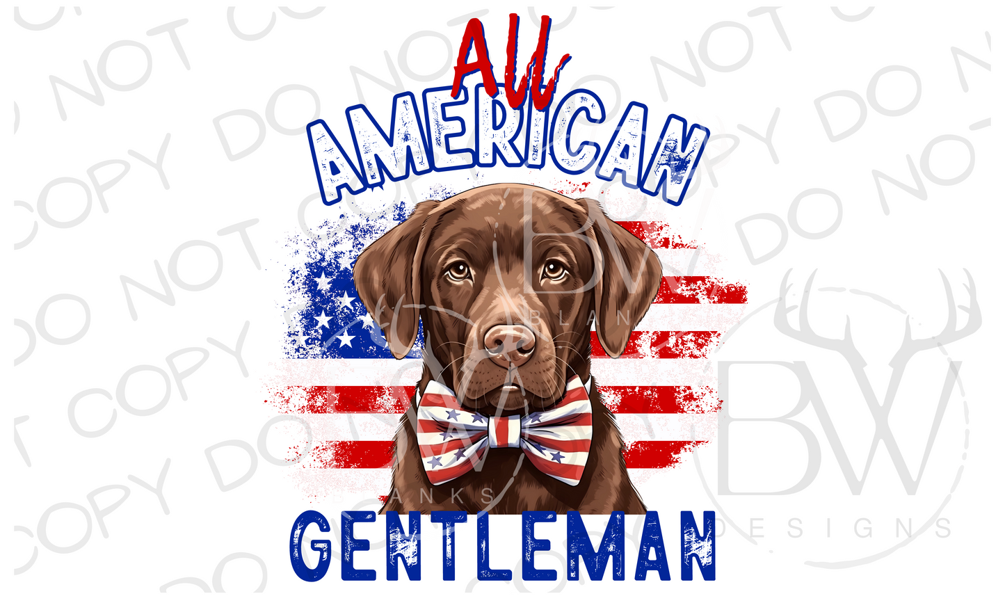 All American Gentleman Chocolate Labrador Hunting Dog Digital Download PNG