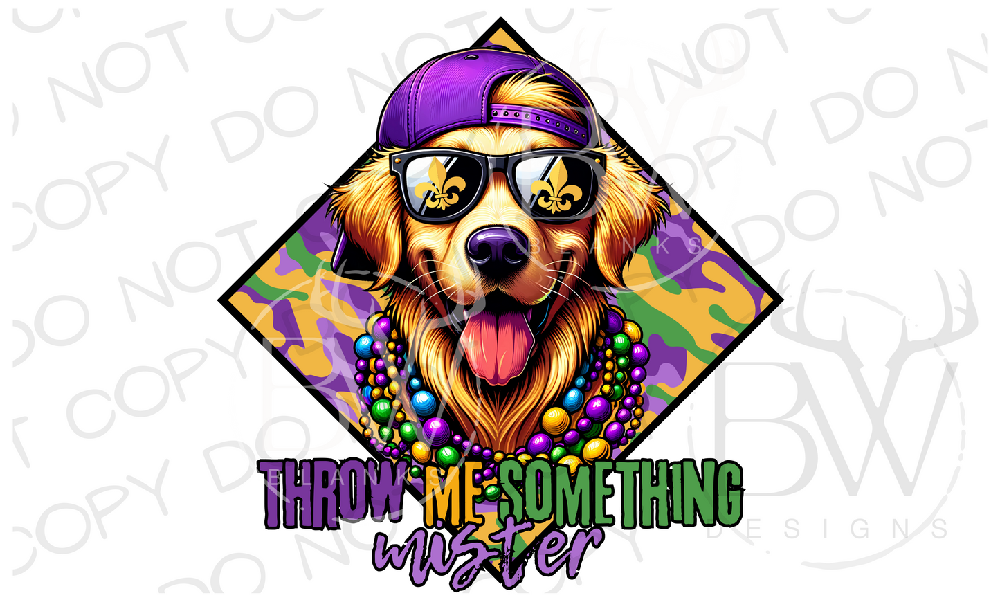 Mardi Gras Wood Hunting Dog Digital Download PNG