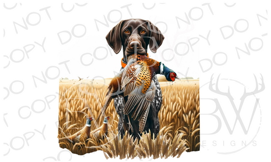 Pointer and Pheasant Hunting Digital Download PNG