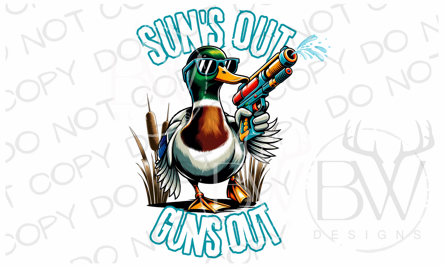 Sun's Out Guns Out Mallard Funny Duck Hunting Digital Download PNG