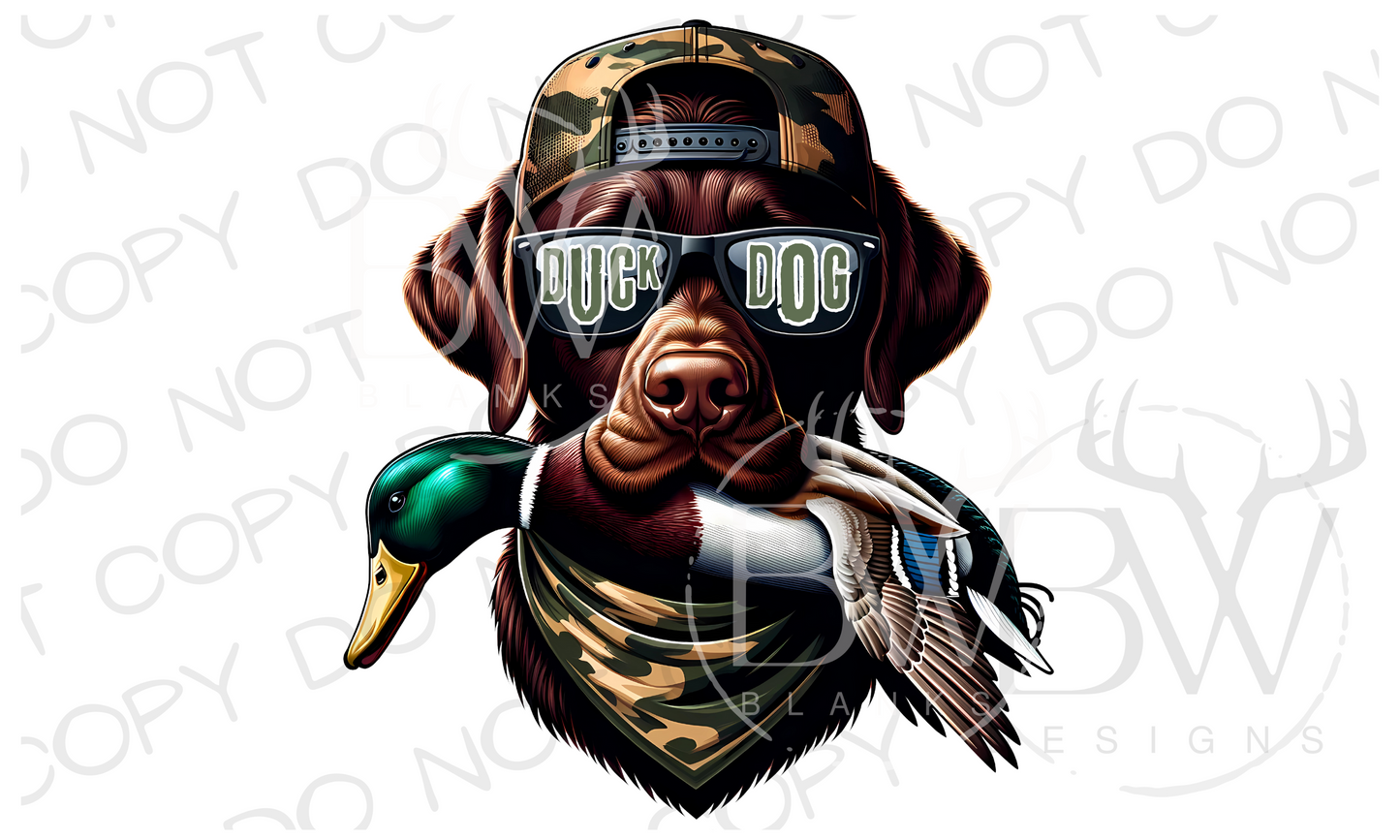 Camo Hat Chocolate Labrador Duck Dog | Duck Hunting Dog Digital Download PNG