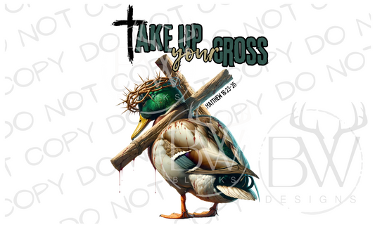 Take Up Your Cross Mallard Bible Verse Duck Hunting Digital Download PNG