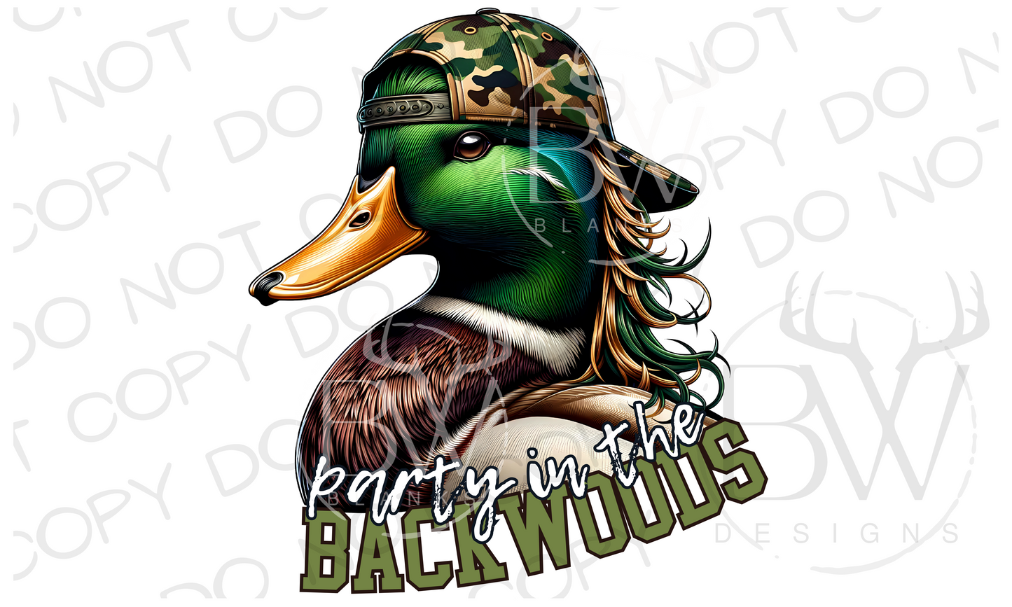 Party in the Backwoods Mullet Mallard Duck Hunting Digital Download PNG