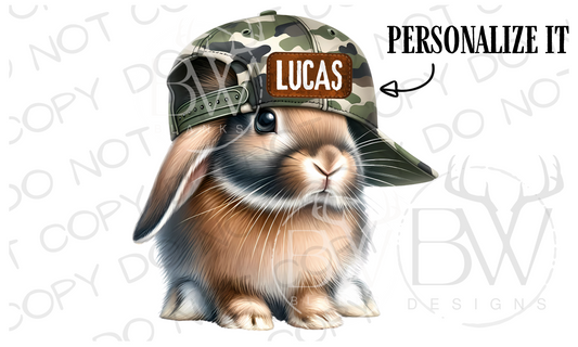 Camo Hat Rabbit Easter Digital Download PNG