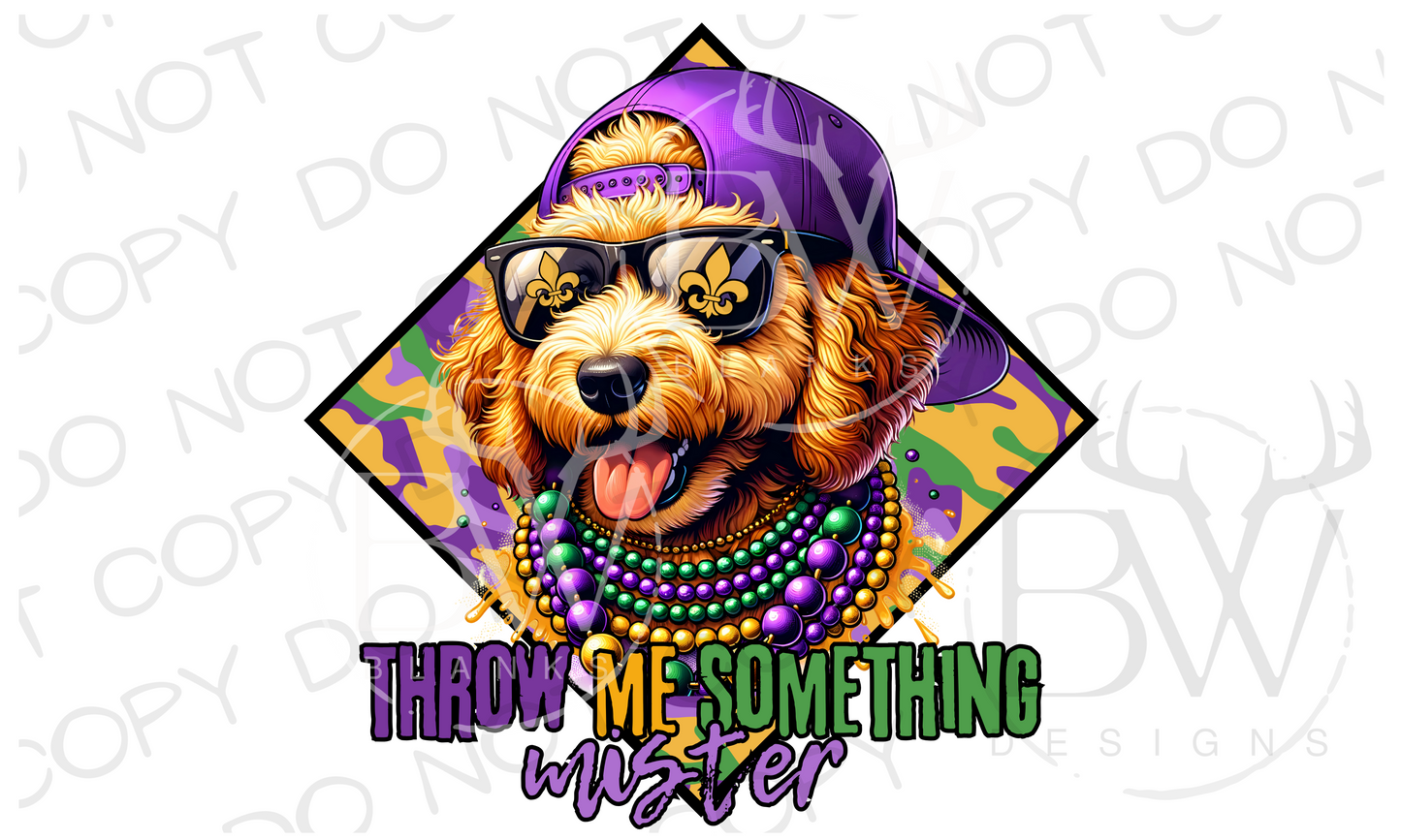 Mardi Gras Wood Hunting Dog Digital Download PNG