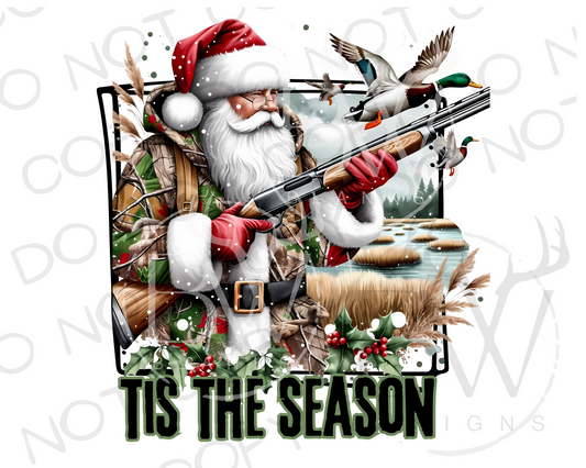 Tis the Season Camo Santa Duck Hunting Christmas Digital Download PNG