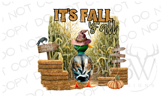 It's Fall Y'all Corn Maze Duck Hunting Halloween Digital Download PNG