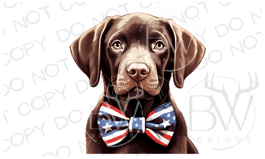 American Bowtie Chocolate Labrador Hunting Dog Digital Download PNG