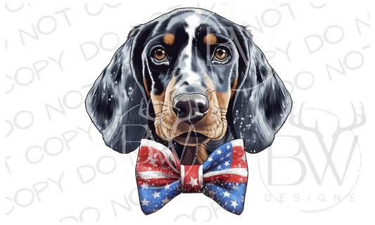 American Bowtie Bluetick Hound Hunting Dog Digital Download PNG