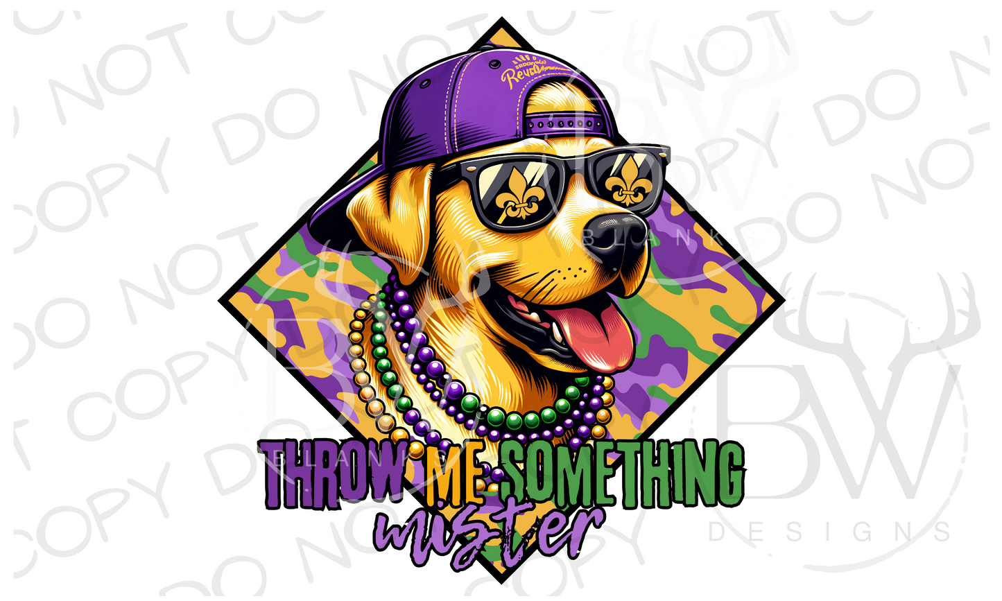 Mardi Gras Wood Hunting Dog Digital Download PNG