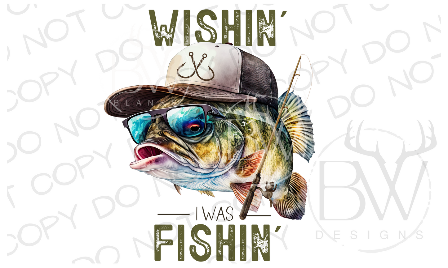 2-PACK Wishin' I Was Fishin' Fishing Digital Download PNG