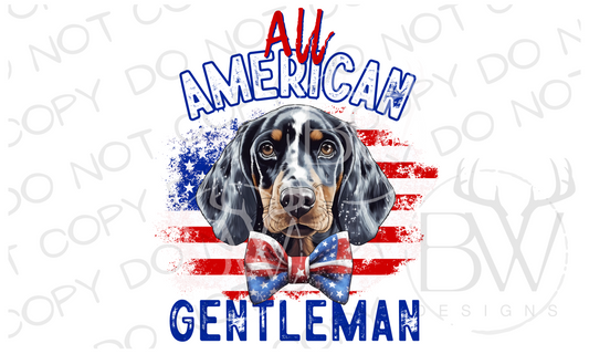 All American Gentleman Bluetick Hound Hunting Dog Digital Download PNG