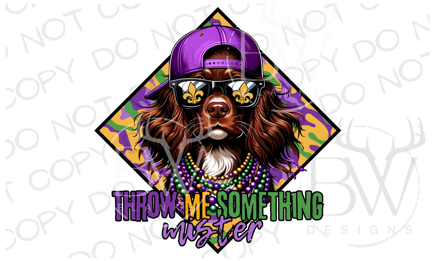 Mardi Gras Wood Hunting Dog Digital Download PNG