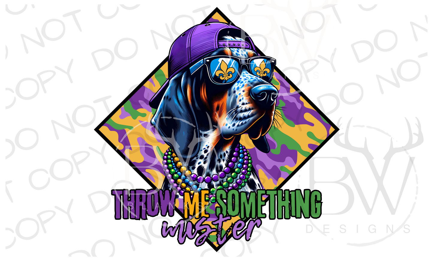 Mardi Gras Wood Hunting Dog Digital Download PNG