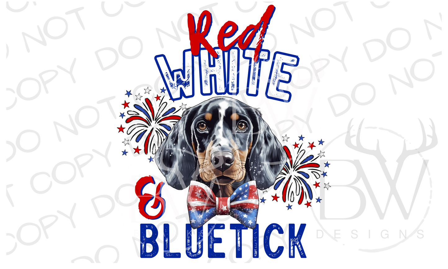 Red, White & Bluetick Hound Hunting Dog Digital Download PNG