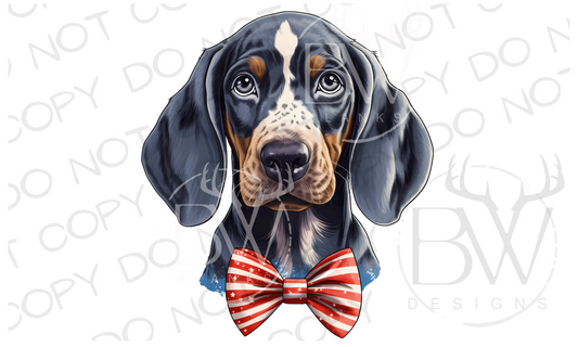 American Bowtie Bluetick Hound Hunting Dog Digital Download PNG