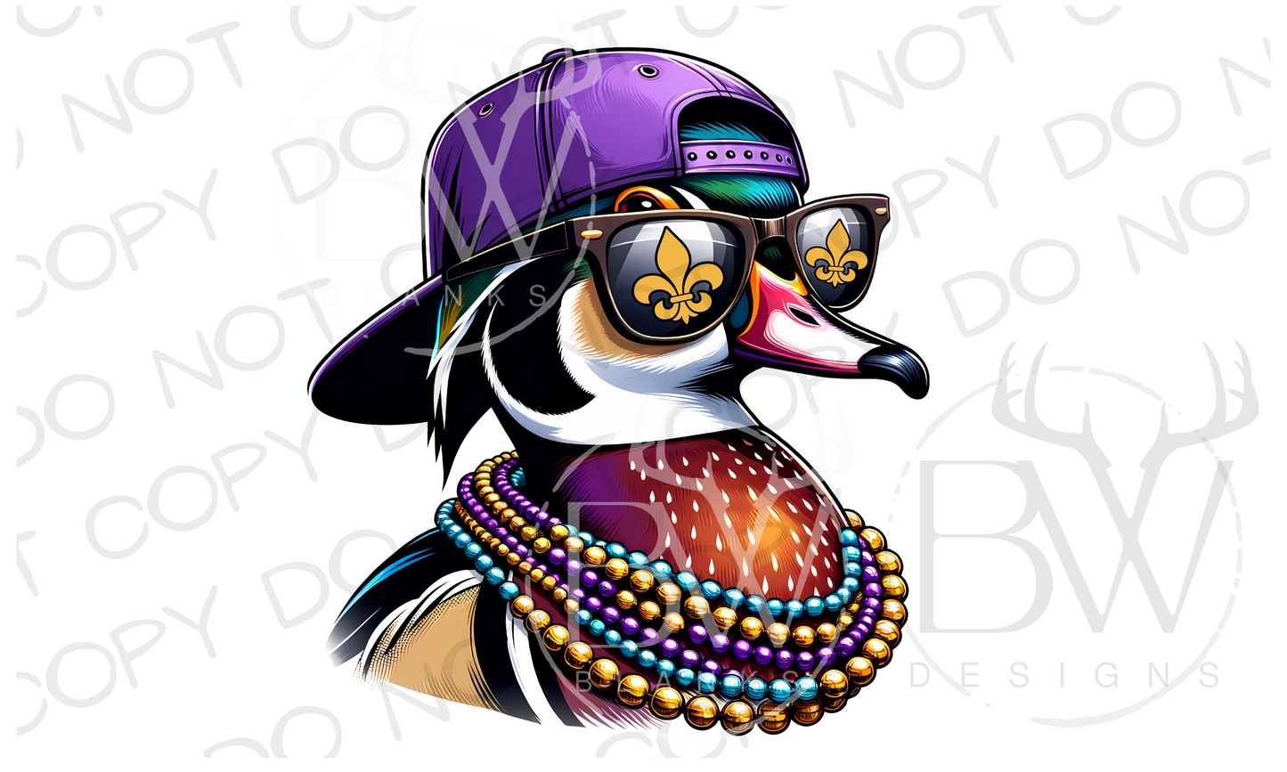 Mardi Gras Wood Duck Hunting Digital Download PNG