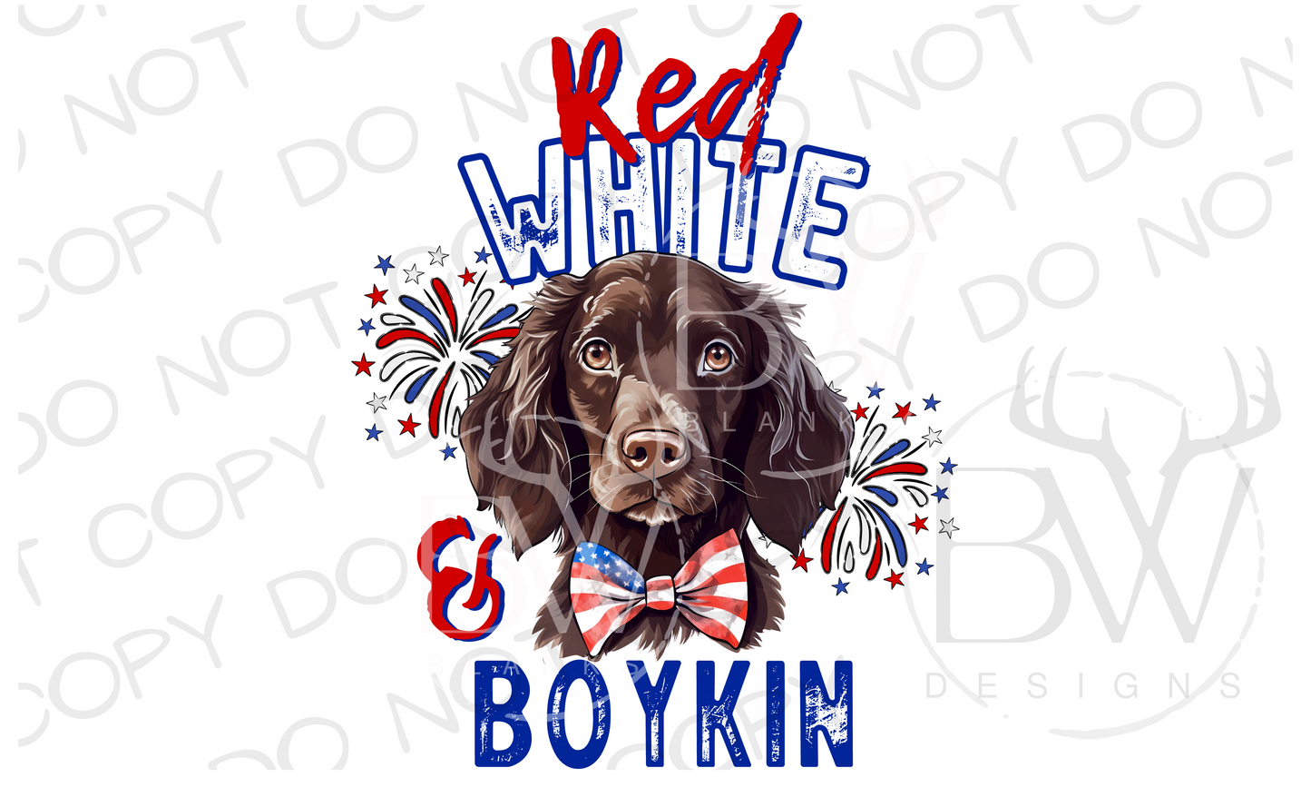 Red, White & Boykin Spaniel Hunting Dog Digital Download PNG