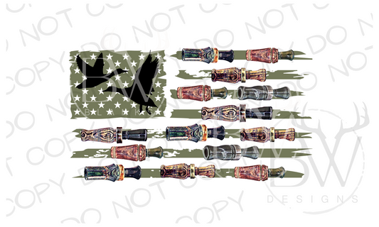 Duck Call American Flag Duck Hunting Digital Download PNG