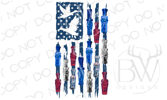 Duck Call American Flag Duck Hunting Fourth of July Digital Download PNG