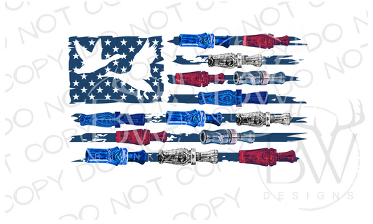 Duck Call American Flag Duck Hunting Fourth of July Digital Download PNG