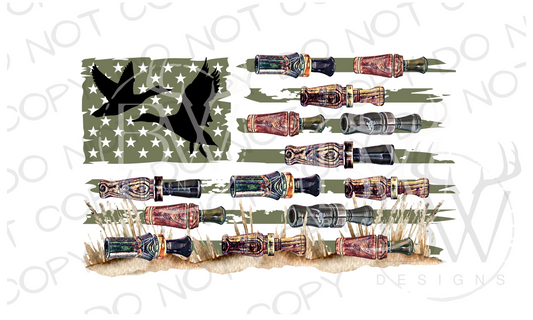 Duck Call American Flag Duck Hunting Digital Download PNG