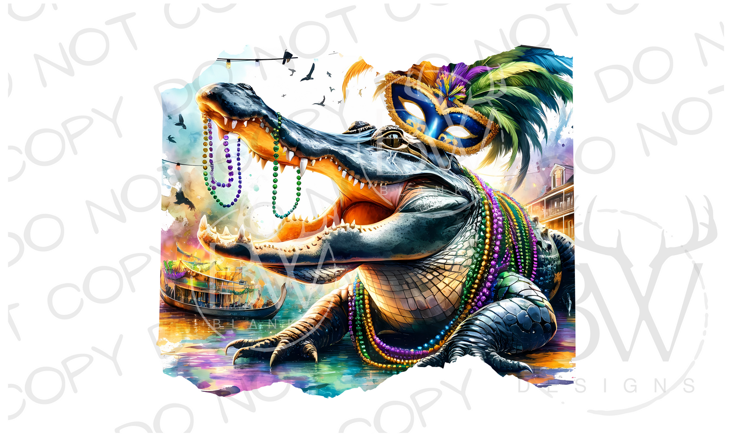 Mardi Gras Gator Digital Download PNG