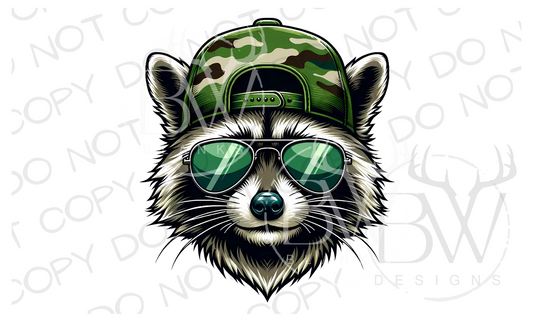 Camo Hat Racoon Hunting Digital Download PNG