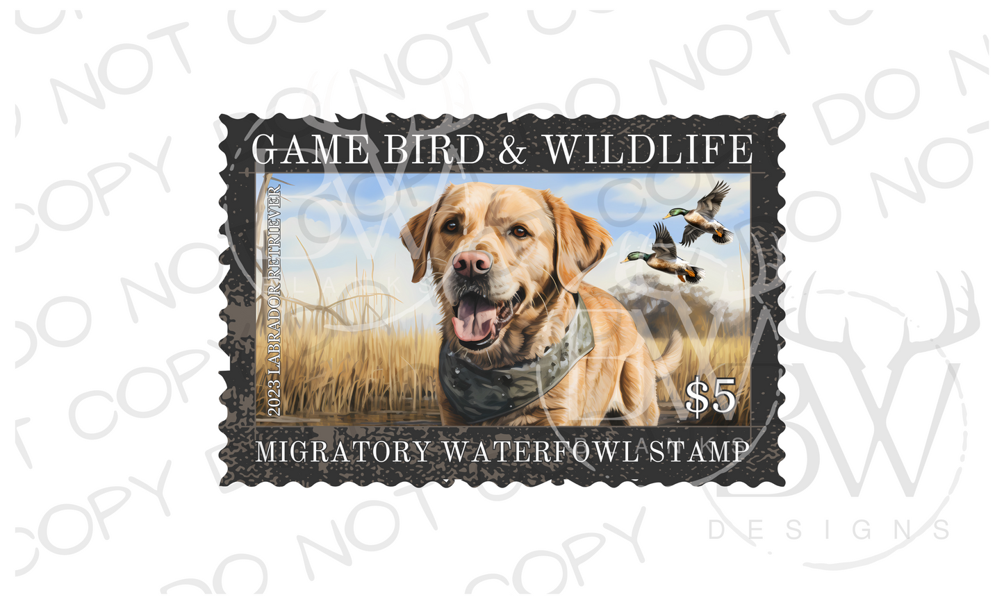 Yellow Lab Duck Stamp Duck Hunting Digital Download PNG