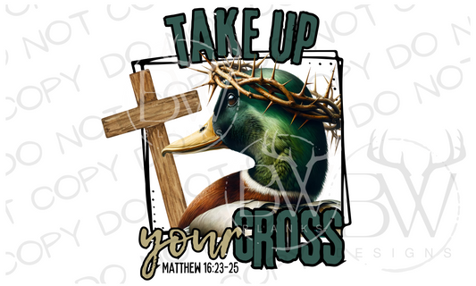 Take Up Your Cross Mallard Bible Verse Duck Hunting Digital Download PNG