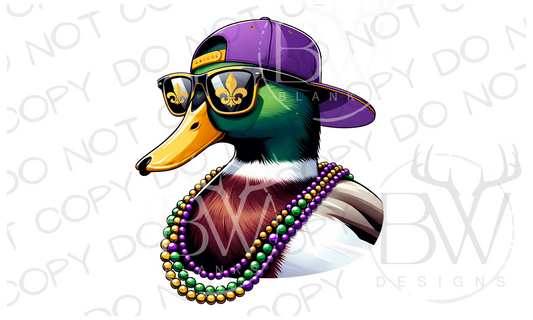 Mardi Gras Mallard Mardi Gras Duck Hunting Digital Download PNG