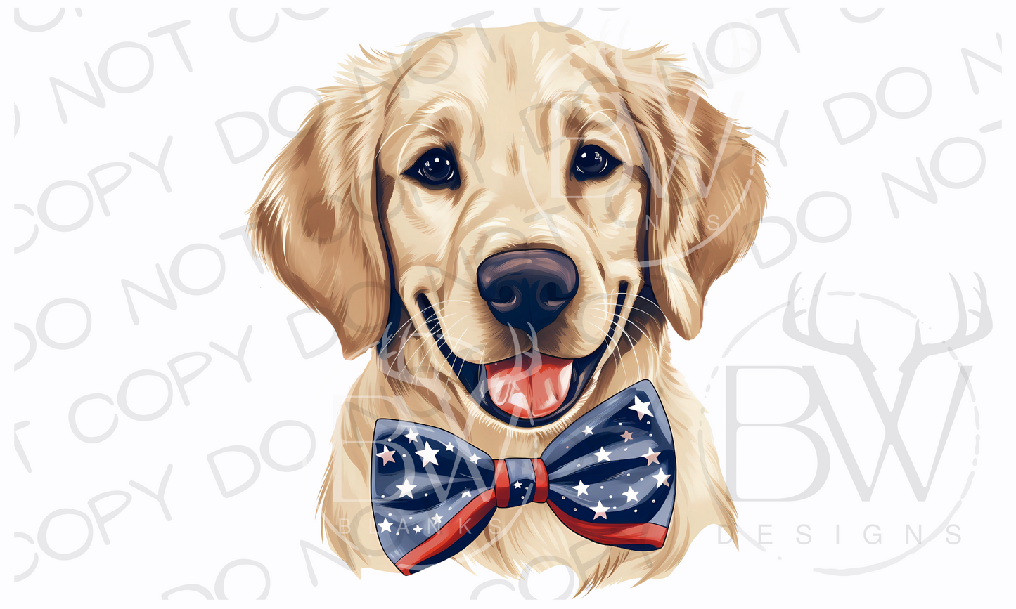 American Bowtie Golden Retriever Hunting Dog Digital Download PNG