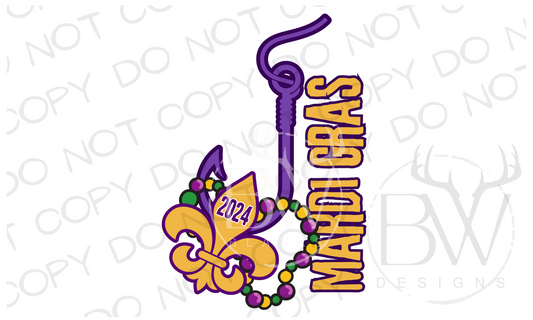 Mardi Gras Fishing Digital Download PNG