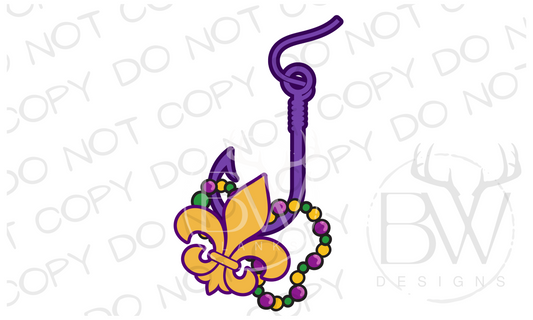 Mardi Gras Fishing Digital Download PNG