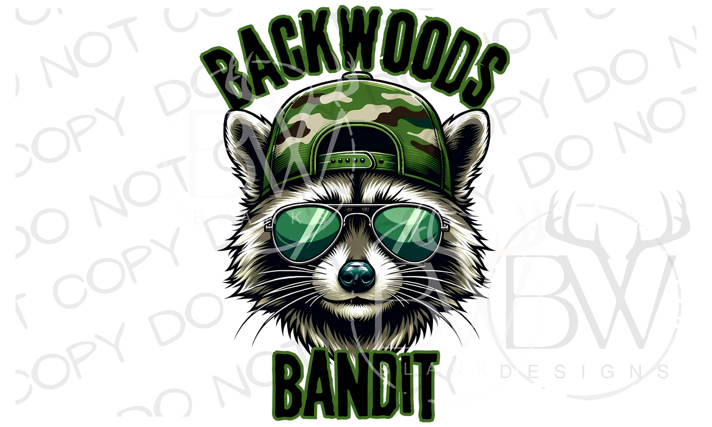 Backwoods Bandit Racoon Hunting Digital Download PNG