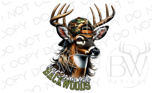 Party in the Backwoods Mullet Buck Deer Hunting Digital Download PNG