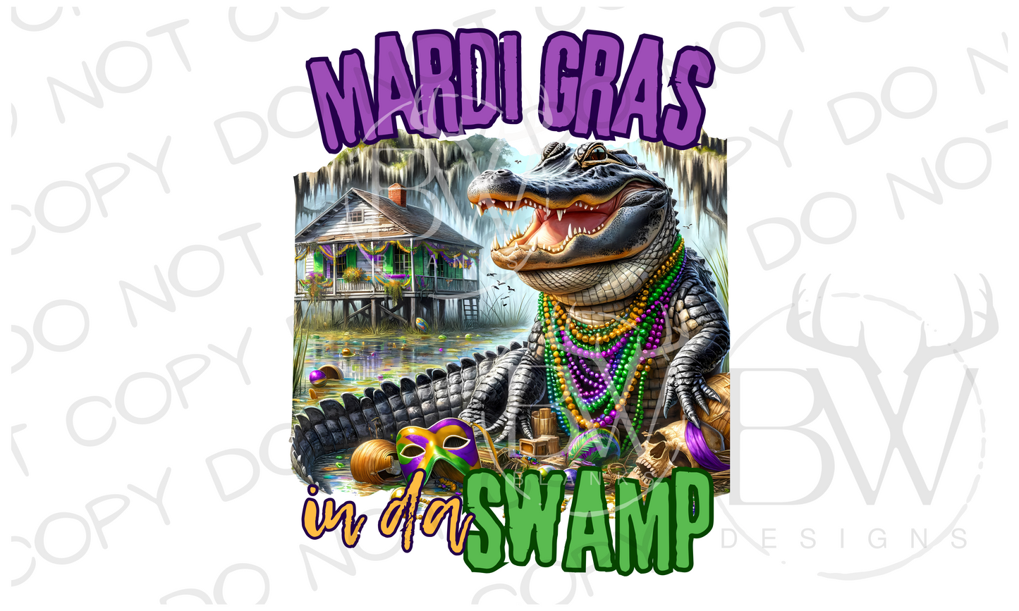 Mardi Gras in Da Swamp Mardi Gras Gator Digital Download PNG