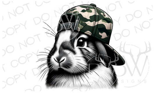 Camo Hat Rabbit Easter Digital Download PNG