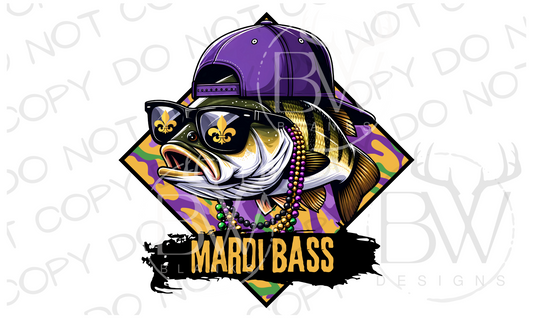 Mardi Bass Mardi Gras Fishing Digital Download PNG