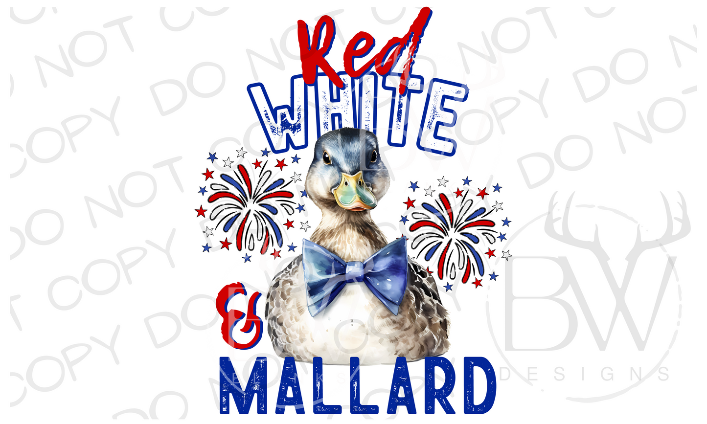 Red, White & Mallard Duck Hunting Digital Download PNG