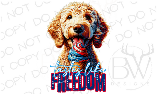 Tastes Like Freedom Goldendoodle Hunting Dog Fourth of July Digital Download PNG