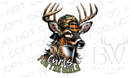 Curls for the Girls Mullet Buck Deer Hunting Digital Download PNG