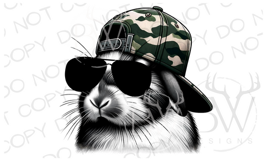 Camo Hat Rabbit Easter Digital Download PNG