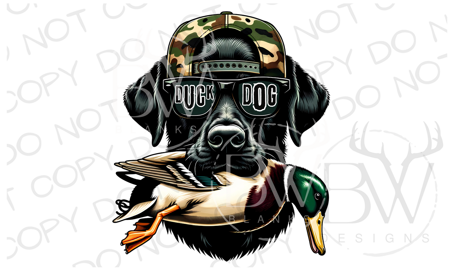 Camo Hat Black Labrador Duck Dog | Duck Hunting Dog Digital Download PNG